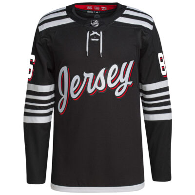 Alternative view of Jack Hughes New Jersey Devils Black Alternate Primegreen Jersey - All Stitched