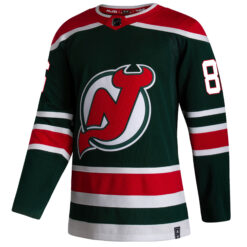 Alternative view of Jack Hughes New Jersey Devils Green 2020-21 Reverse Retro Jersey - All Stitched