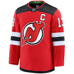 Alternative view of Nico Hischier New Jersey Devils Red Home Premium Jersey - All Stitched