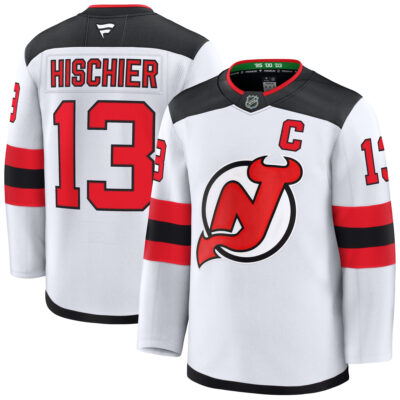 Nico Hischier New Jersey Devils White Away Premium Jersey - All Stitched