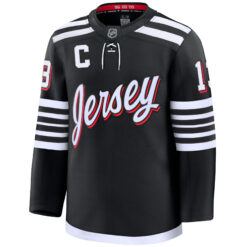 Alternative view of Nico Hischier New Jersey Devils Black Alternate Premium Jersey - All Stitched
