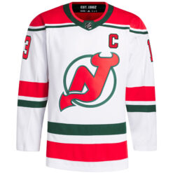 Alternative view of Nico Hischier New Jersey Devils White Primegreen Jersey - All Stitched