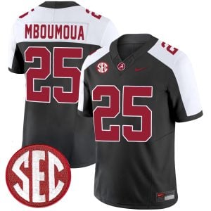 Steve Mboumoua Alabama Crimson Tide Football Alternate Black Jersey w/ SEC Patch - All Stitched