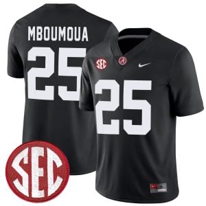 Steve Mboumoua Alabama Crimson Tide Football Black Game Jersey w/ SEC Patch - All Stitched