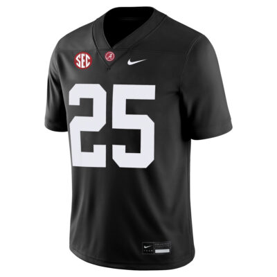 Alternative view of Steve Mboumoua Alabama Crimson Tide Football Black Game Jersey w/ SEC Patch - All Stitched