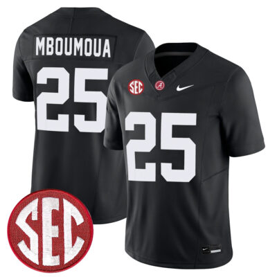 Steve Mboumoua Alabama Crimson Tide Football Black Jersey w/ SEC Patch - All Stitched