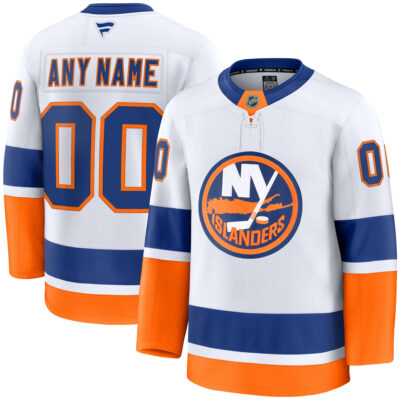 Custom New York Islanders White Away Premium Jersey - All Stitched