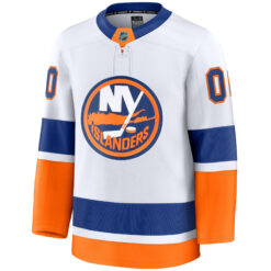 Alternative view of Custom New York Islanders White Away Premium Jersey - All Stitched