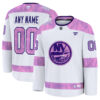 Custom New York Islanders White Hockey Fights Cancer Jersey - All Stitched