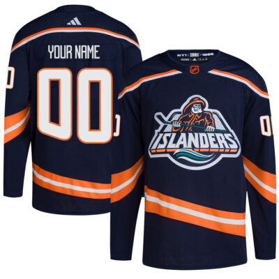 Custom New York Islanders Navy Reverse Retro 2.0 Jersey - All Stitched