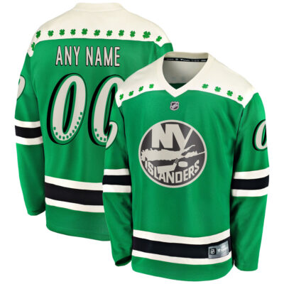 Custom New York Islanders Green 2021 St Patrick's Day Jersey - All Stitched