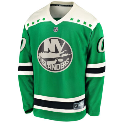 Alternative view of Custom New York Islanders Green 2021 St Patrick's Day Jersey - All Stitched