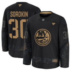 Ilya Sorokin New York Islanders Black 2024 Military Appreciation Jersey - All Stitched