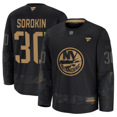 Ilya Sorokin New York Islanders Black 2024 Military Appreciation Jersey - All Stitched