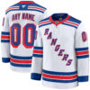 Custom New York Rangers White Away Premium Jersey - All Stitched