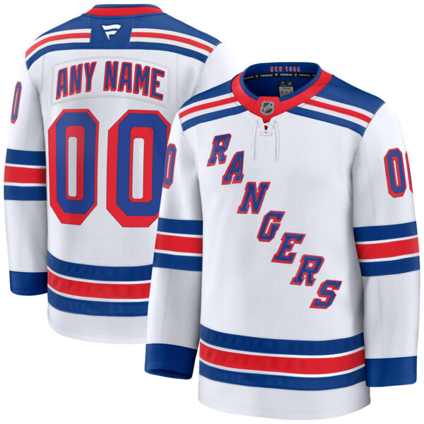 Custom New York Rangers White Away Premium Jersey - All Stitched