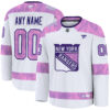 Custom New York Rangers White 2024 Hockey Fights Cancer Jersey - All Stitched