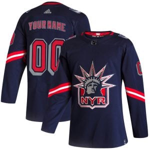 Custom New York Rangers Navy 2020/21 Reverse Retro Jersey - All Stitched