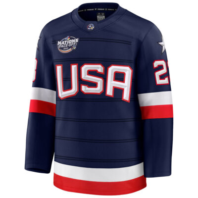 Alternative view of Adam Fox Navy Team USA Nations Premium Jersey - All Stitched