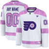 Custom Philadelphia Flyers White Purple 2024 Hockey Fights Cancer Premium Jersey - All Stitched