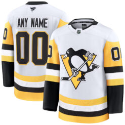 Custom Pittsburgh Penguins White Away Premium Jersey - All Stitched
