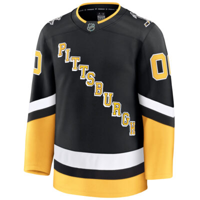 Alternative view of Custom Pittsburgh Penguins Black Alternate Premium Jersey - All Stitched