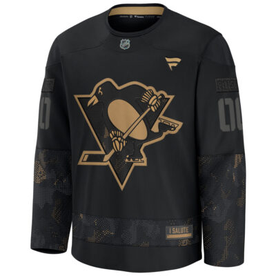 Alternative view of Custom Pittsburgh Penguins Black 2024 Military Appreciation Premium Jersey - All Stitched
