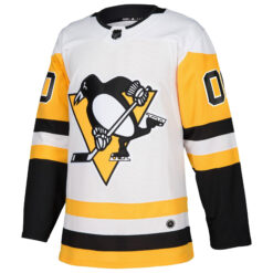 Alternative view of Custom Pittsburgh Penguins White Away Primegreen Jersey - All Stitched