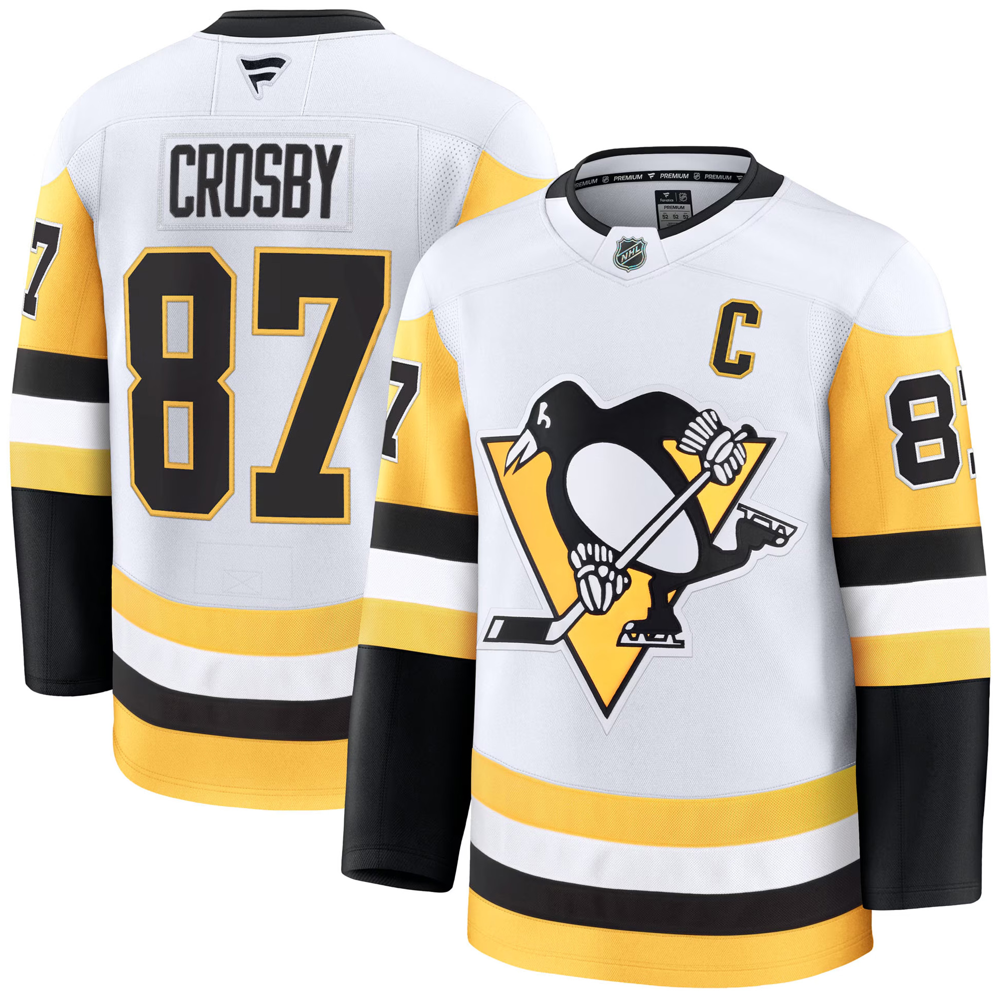 Sidney Crosby Pittsburgh Penguins White Away Premium Jersey - All Stitched