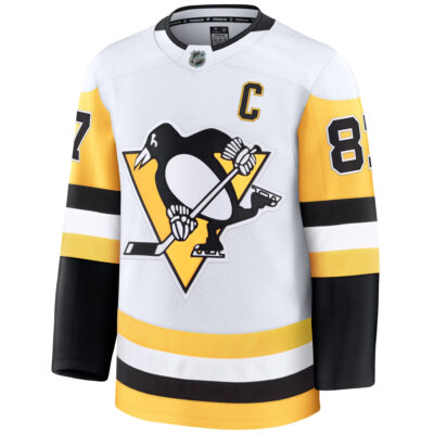 Alternative view of Sidney Crosby Pittsburgh Penguins White Away Premium Jersey - All Stitched
