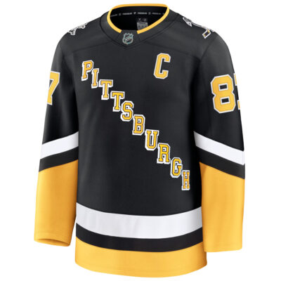 Alternative view of Sidney Crosby Pittsburgh Penguins Black Alternate Premium Jersey - All Stitched