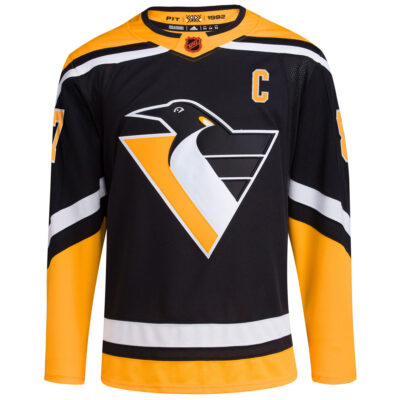 Alternative view of Sidney Crosby Pittsburgh Penguins Black Reverse Retro 2.0 Jersey - All Stitched