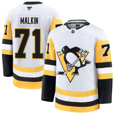Evgeni Malkin Pittsburgh Penguins White Away Premium Jersey - All Stitched