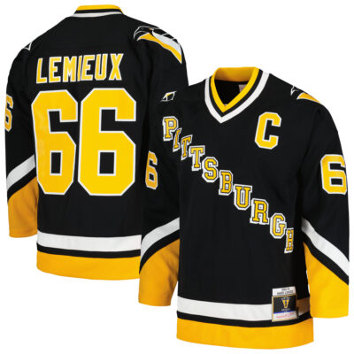 Mario Lemieux Pittsburgh Penguins Black 1992/93 Blue Line Jersey - All Stitched