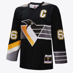 Alternative view of Mario Lemieux Pittsburgh Penguins Black 1996/97 Power Play Jersey - All Stitched