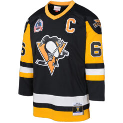 Alternative view of Mario Lemieux Pittsburgh Penguins Black 1991/92 Captain Patch Power Play Jersey - All Stitched