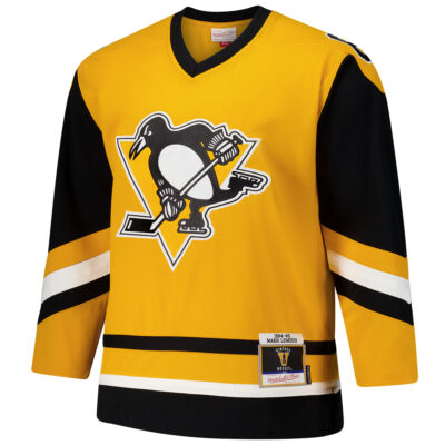 Alternative view of Mario Lemieux Pittsburgh Penguins Gold 1984/85 Power Play Jersey - All Stitched