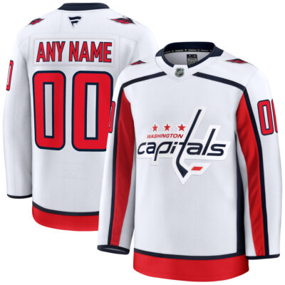 Custom Washington Capitals White Away Premium Jersey - All Stitched