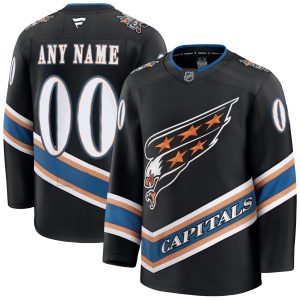 Custom Washington Capitals Black Alternate Premium Jersey - All Stitched