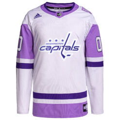 Alternative view of Custom Washington Capitals White Purple Hockey Fights Cancer Primegreen Jersey - All Stitched