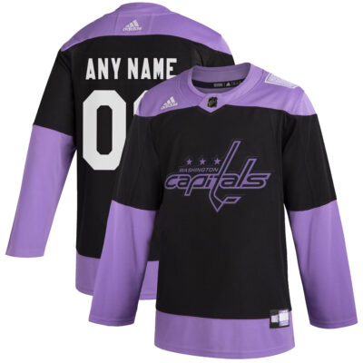 Custom Washington Capitals Black Hockey Fights Cancer Primegreen Jersey - All Stitched