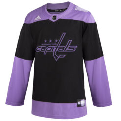 Alternative view of Custom Washington Capitals Black Hockey Fights Cancer Primegreen Jersey - All Stitched