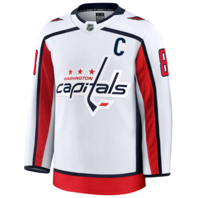 Alternative view of Alex Ovechkin Washington Capitals White Away Premium Jersey - All Stitched