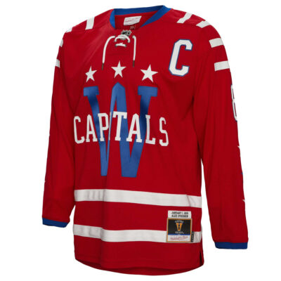Alternative view of Alex Ovechkin Washington Capitals Red Captain Patch 2015 Winter Classic Blue Line Jersey - All Stitched