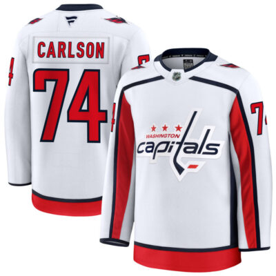 John Carlson Washington Capitals White Away Premium Jersey - All Stitched