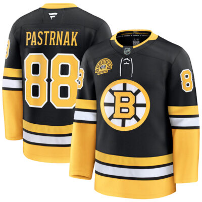David Pastrnak Boston Bruins Black Alternate 100th Anniversary Premium Jersey - All Stitched