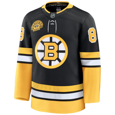 Alternative view of David Pastrnak Boston Bruins Black Alternate 100th Anniversary Premium Jersey - All Stitched