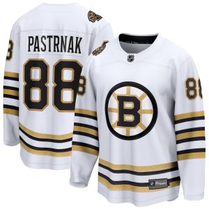 David Pastrnak Boston Bruins White Away 100th Anniversary Jersey - All Stitched
