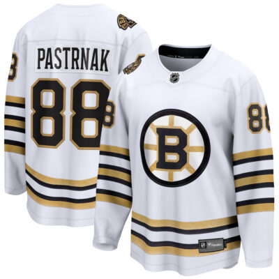 David Pastrnak Boston Bruins White Away 100th Anniversary Jersey - All Stitched