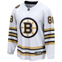 Alternative view of David Pastrnak Boston Bruins White Away 100th Anniversary Jersey - All Stitched